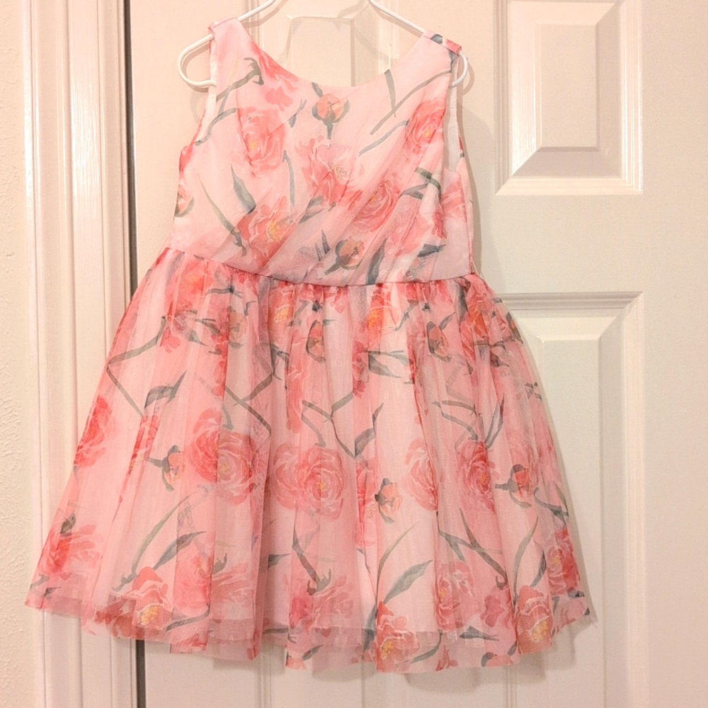Abel & Lula Kids Dress With Roses Open Back Beautiful Sash Size 5T